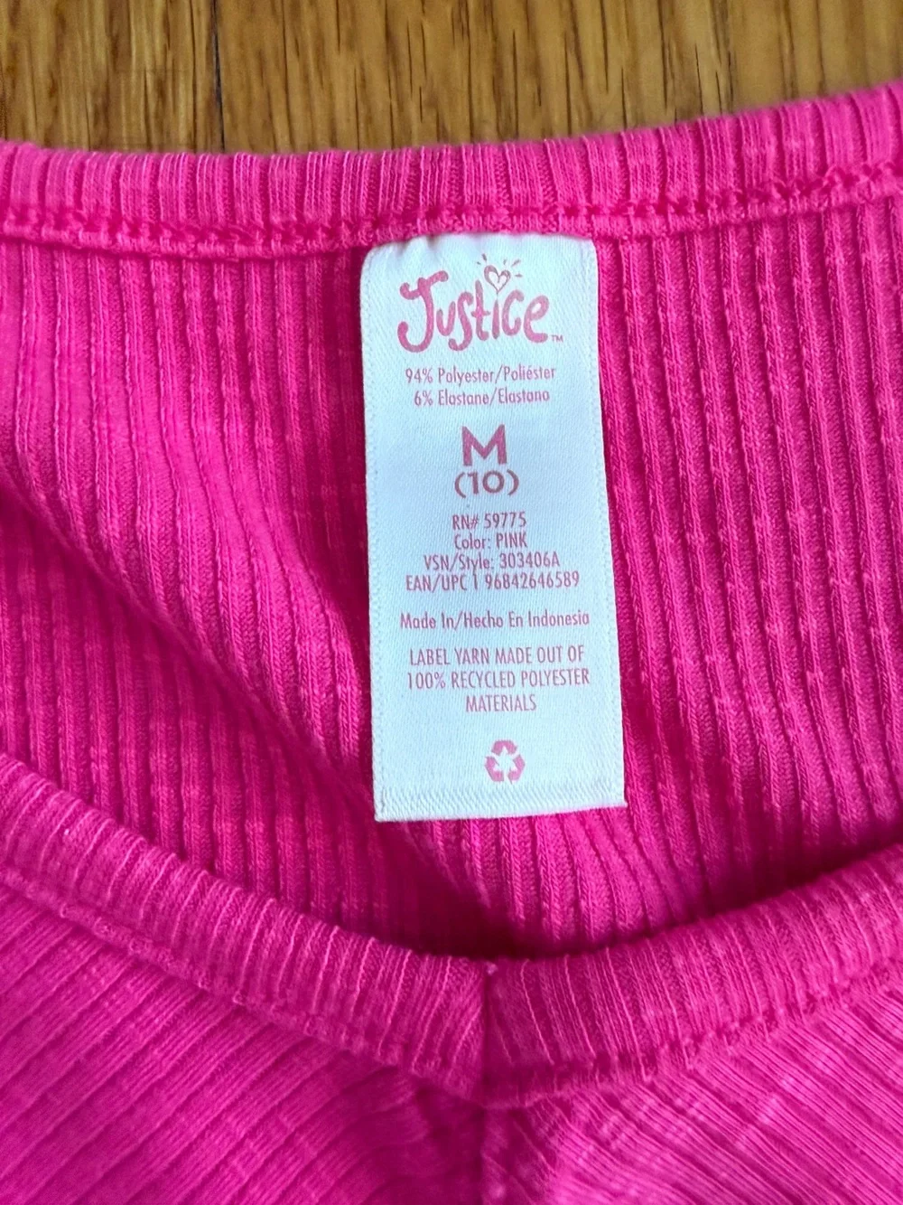 Justice hot pink athletic casual tank top New 10